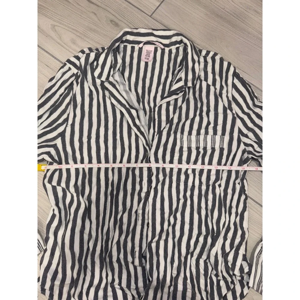 Victoria's Secret Pajama Set Small Navy White Stripe Metallic Shimmer 2pc S